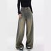 Vintage Distressed Wide-leg Jeans For Women, Plus Size, Early Autumn, Pear-shaped Body, High-waisted, Slimming, Loose,_mkmklike.com
