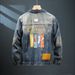American Printed Denim For Men In Spring Autumn , New Loose And Trendy Top, Washed Workwear Jacket_mkmklike.com