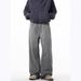 Men's Retro Gray Straight Leg Jeans Distressed Wash Casual Wide Leg Trousers Mid Waist Spring Style High Street_mkmklike.com