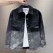 Gradient Denim Jacket For Men, Versatile Cool Autumn Jacket, Casual And Trendy Brand Lapel Shirt_mkmklike.com