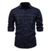 Men's Clothing New Men's Casual Shirt Size Solid Color Pocket Decoration Long Sleeve Shirt Men_mkmklike.com