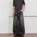 Men's Clothing Streetwear Splatter Paint Jeans For Men & Women, Vintage Loose-Fit Straight Denim Pants With Hand-Painted Graffiti Design_mkmklike.com
