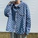 BOY 2024 Checkerboard Denim Men Autumn Winter Hong Kong Style Loose Cool American Trendy Vintage Workwear Jacket_mkmklike.com
