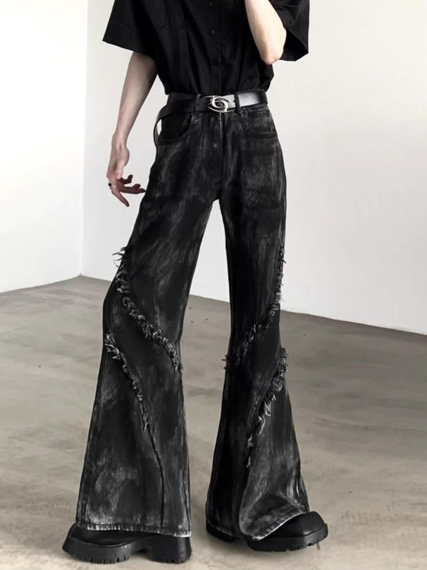 Men's Clothing Men's High Waist Micro Flared Jeans Dark High Street Vibe Niche Design High End Feel For Formal & Casual_mkmklike.com