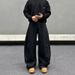 Men's Style Banana Jeans Black Flared Wide Leg High Street Curved Knife Style Mid Waist Slightly Stretchable_mkmklike.com