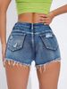 Women's Clothing High Waist Slim Fit Hair Edge Denim Shorts_mkmklike.com