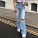 Women's Clothing Denim Wide Leg Trousers Ripped Jeans With Bootcut_mkmklike.com