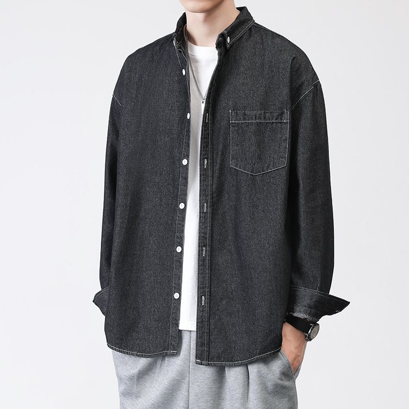 Northfold LKTM Clothing # Men's Denim Autumn Winter New Long Sleeve Loose Japanese Retro Workwear Casual Shirt Jacket_mkmklike.com