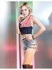 K New Sexy Nightclub Nightclubs Women's High Waisted Denim Shorts, Letter Jeans, Ripped Holes, Slimming Effect_mkmklike.com