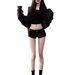 Women's American Style Low Rise Hot Pants Sexy Stretchy Tight Fitting Black Denim Shorts for Spring And Summer Wear_mkmklike.com