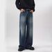 Men's Loose Fit Vintage Washed Denim Jeans | 90s Retro Straight Leg Wide Trousers With Dragging Hem Vintage-Inspired Washes_mkmklike.com