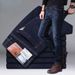 Men's Slim Fit Stretch Business Jeans - Micro-Elastic Straight Leg Denim Pants | Wrinkle-Free & Office-Ready | Classic Black/Blue | Mid Rise | Europea_mkmklike.com
