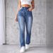 Women's Clothing Vintage Blue Distressed High-Waisted Patchwork Flare Jeans For Women – Trendy Summer Staple_mkmklike.com