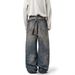 Vintage Washed Denim Jeans With Chain Accent & Paint Splatter – Relaxed Straight Fit (S-XXL)_mkmklike.com