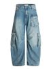 Unisex Loose Casual Wide Leg Cargo Pants American High Street Style Washed Multi Pocket Curved Jeans Trendy_mkmklike.com
