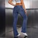 Women's Clothing Simple Blue Slim Fit Versatile Stretchy Blue Jeans High Waist Flare Leg Bootcut Denim Pants Comfortable Slim Fit Casual Trousers_mkmklike.com