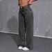Women's Clothing Vintage Straight Leg Jeans For Women - Classic Mid Rise Denim Pants (Smoke Gray/Light Blue)_mkmklike.com