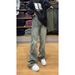 Bramble Jacquard Jeans Men's American High Street Vibe Pants Teenagers Washed Casual Straight Micromachete Pants_mkmklike.com