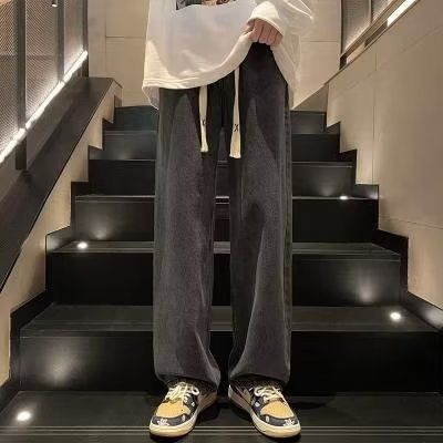 Vintage Jeans Men's Straight Loose Wide Leg American High Street Casual Long Pants_mkmklike.com