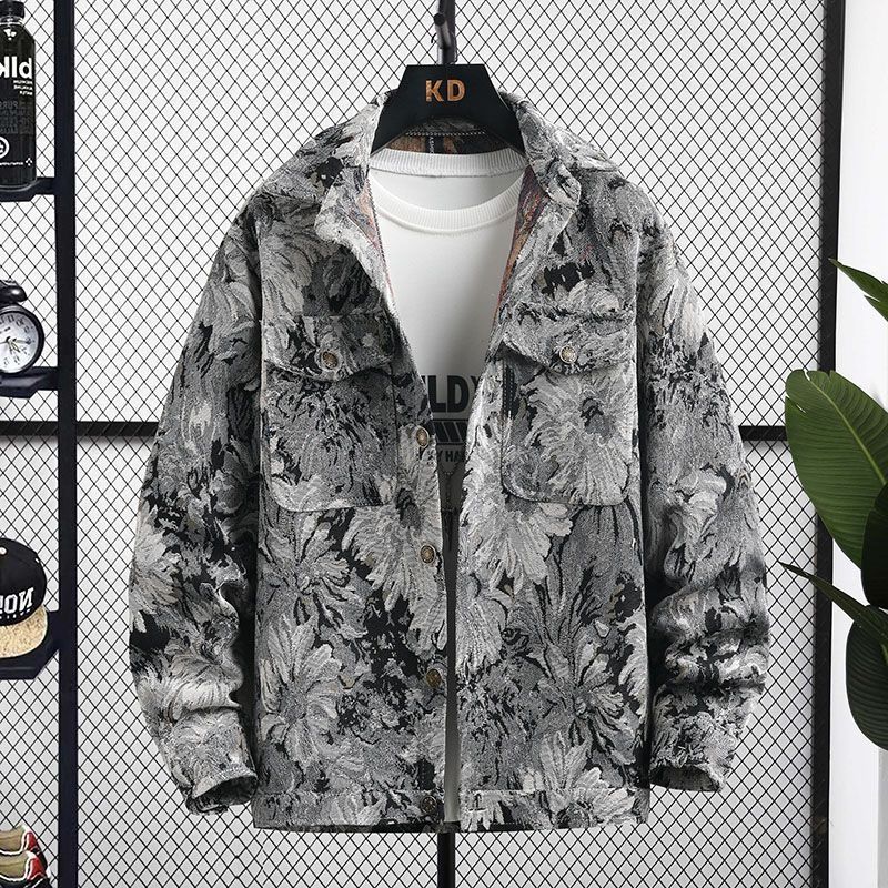 Loom Men's Shirt Spring Autumn Denim Stylish Jacket Loose Jacquard Light European American Trend Designer Retro Coat_mkmklike.com