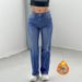 Women's Fleece-Lined Winter Jeans – High-Waisted Stretch Denim With Cozy Inner Fluff, Zip & Button Closure | Relaxed Fit, Blue Wash | S-XL_mkmklike.com