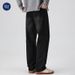 Nordmann Muqiu Clothing | Black High Street Jeans Men's Plus Size Loose Draped Straight-Leg Floor-Length Pants_mkmklike.com