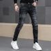 Men's Trendy Printed Slim Fit Stretch Denim Jeans For Spring._mkmklike.com