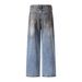 Waste Land Vintage Dirty Denim Punk High Street Washed Frayed Spray-Dyed Casual Straight-Leg Men's Dad Pants_mkmklike.com