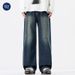 Nordmann Muqiu Clothing | Trendy Brand Fleece-Lined Thickened Washed Vintage Jeans Men's American High Street Loose Straight_mkmklike.com