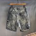 Men's Clothing Fashionable Retro Washed Denim Shorts Men's Loose Straight Personalized Print Youth All Match Shorts Summer Leisure_mkmklike.com