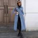 K Women's Fashionable Denim Long Coat;_mkmklike.com
