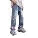 Men's Patchwork Height Enhancing Jeans Mid Waist Straight Pants American High Street Style Slightly Flared Casual Long Trousers_mkmklike.com