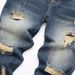Men's Straight Fit Distressed Denim Jeans - Classic Blue Washed Cotton Trousers For Casual Wear_mkmklike.com