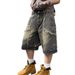 Men's Clothing Retro High Street Men's Denim Shorts Summer Style Casual Trendy Five Point Frayed Hem Mid Length Versatile Shorts_mkmklike.com