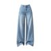 Light Blue Tencel Wide-leg Jeans For Women, Summer Thin Style, 2026 New Model, High-waisted, Slimming, Drapey, Loose_mkmklike.com