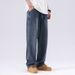 New Four Seasons Versatile Jeans For Men, American Style Micro Bottom Wide Leg Jeans For Men, Loose Yellow Mud Retro Fat Jeans For Men_mkmklike.com