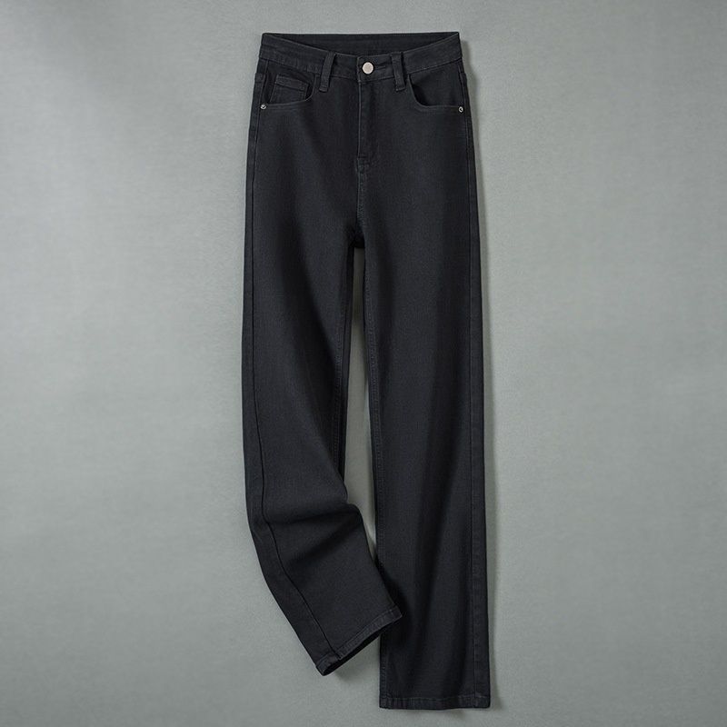 High-Quality Thickened Fleece-Lined Straight-Leg Jeans 2025 Autumn/Winter Warm Slim-Fit Cigarette Pants For Petite Women_mkmklike.com