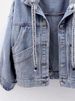 K New Women's Short Fashion Hooded Denim Jacket With Large Pockets Casual Top_mkmklike.com