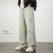 Men's Distressed Straight Leg Jeans - Loose Fit Oversized Denim Pants With Vintage Washed Effect, Comfortable & Stylish For Casual Wear_mkmklike.com