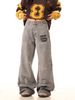 American Retro Washed Old Letter Printed Micro-pull Jeans Men's Straight Loose And Thin Cleanfit Trousers_mkmklike.com