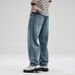 xxbro Men's High Street Loose Fit Jeans – Vintage Washed Straight Leg Denim Pants For Casual & Streetwear Outfits_mkmklike.com