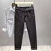 Black Jeans With Exquisite Little Bee Embroidery For Men, New Autumn Mid-Waist Stretch Slim Fit Skinny Pants_mkmklike.com