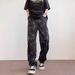 Unisex Snake Print Camouflage Loose Fitting Straight Wide Leg Casual Jeans High Street Trendy Fashionable Men's Denim_mkmklike.com