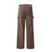 Vintage Washed Ripped Straight Jeans For Men, Workwear Deconstructed Patchwork Design, Loose Casual Long Pants_mkmklike.com