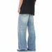 Vintage Washed Blue Jeans For Men & Women - Classic Straight Leg, Mid Rise, Comfortable Cotton Denim Pants With Cat Whisker Details_mkmklike.com