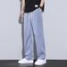 Men's Tencel Denim Jeans Ultra Thin Ice Silk Casual Pants Summer Straight Leg Loose Wide Leg Floor Length_mkmklike.com