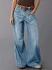 K New Loose Slimming Women's Wide Leg Straight Leg Pants Denim Cropped Pants. No Belt_mkmklike.com