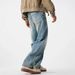 Men's Clothing Retro Washed Denim Jeans Straight Leg Loose Fit Trousers For Men And Women High End Style Niche Design Cool And Edgy Wide Leg_mkmklike.com