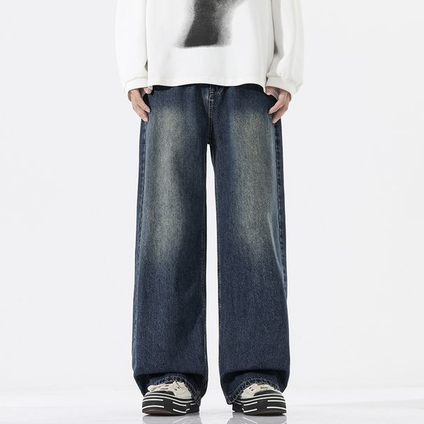 Men's Clothing Wide Leg Straight Leg Jeans Versatile Casual Pants Semi Elastic Waist INS Style American Trendy For Teens_mkmklike.com