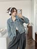 Aiyixuan Short Denim Jacket, Women's Early Autumn New Design, Slimming Long Sleeved Jacket Top_mkmklike.com
